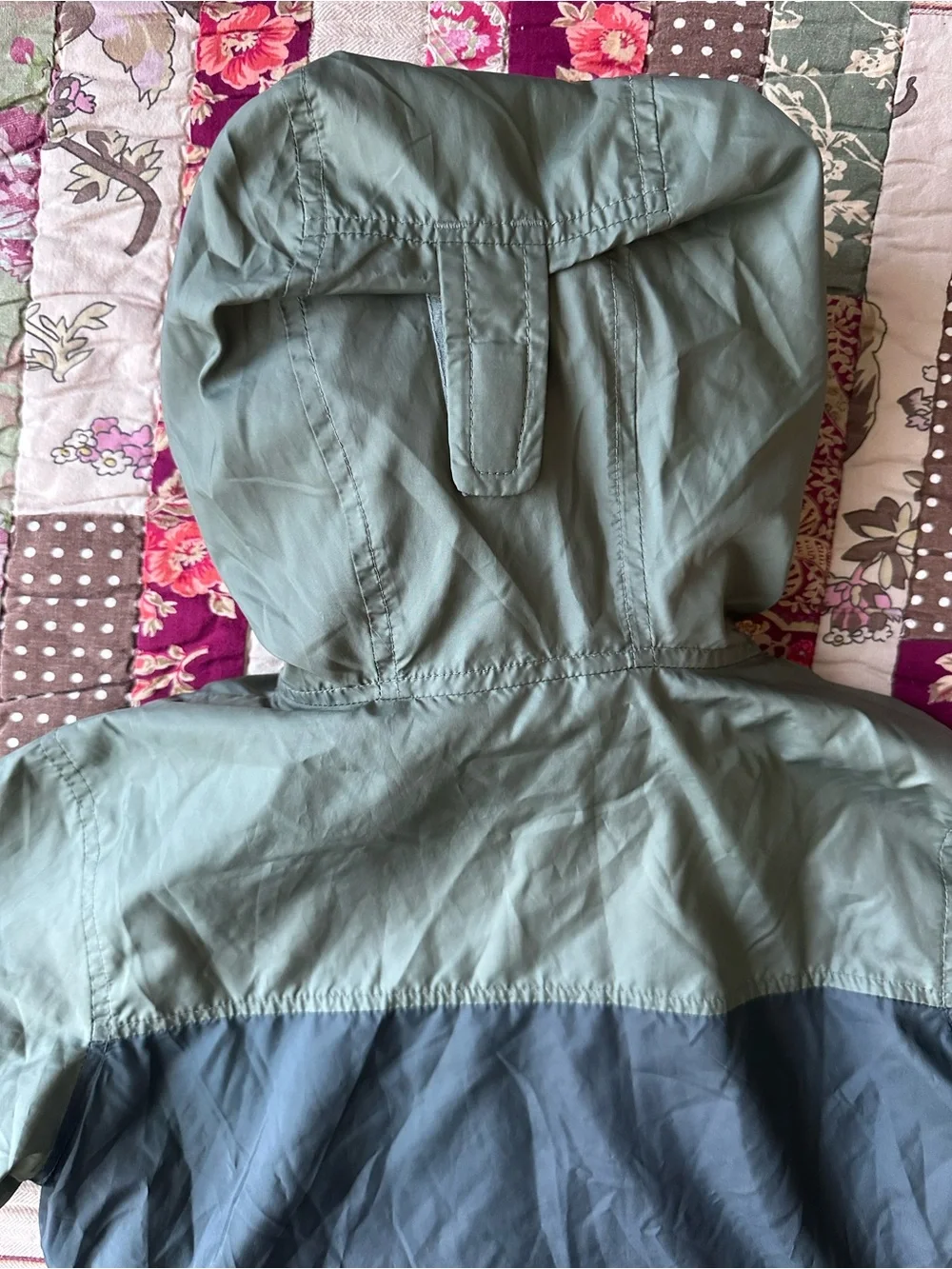Columbia Kids Two-Tone Olive Green and Gray Hooded Lined Rain Jacket